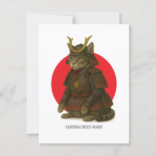 Armored Cat Warrior Illustration Postcard