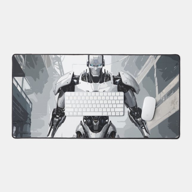 Armored Cyborg Graphic Novel Mecha Gamer Desk Mat (Keyboard & Mouse)