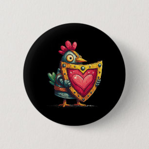 Armour Bird Paladin With Heart Shield Love Protect 6 Cm Round Badge