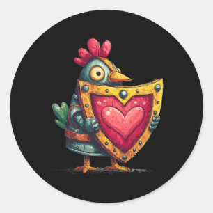 Armour Bird Paladin With Heart Shield Love Protect Classic Round Sticker