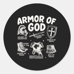 Armour Of God Christian Battle Gear Bible Verse Ep Classic Round Sticker