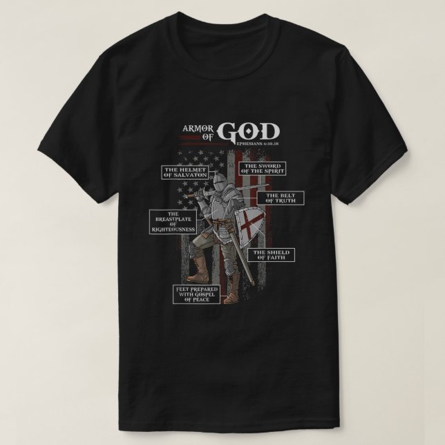 Armour Of God Ephesians Bible Verse Cool Religious T-Shirt (Design Front)