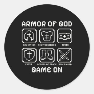 Armour Of God Pixel Faith Christian Video Game Gam Classic Round Sticker