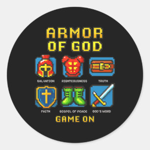 Armour Of God Pixel Faith Christian Video Game Gam Classic Round Sticker