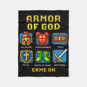 Armour Of God Pixel Faith Christian Video Game Gam Fleece Blanket