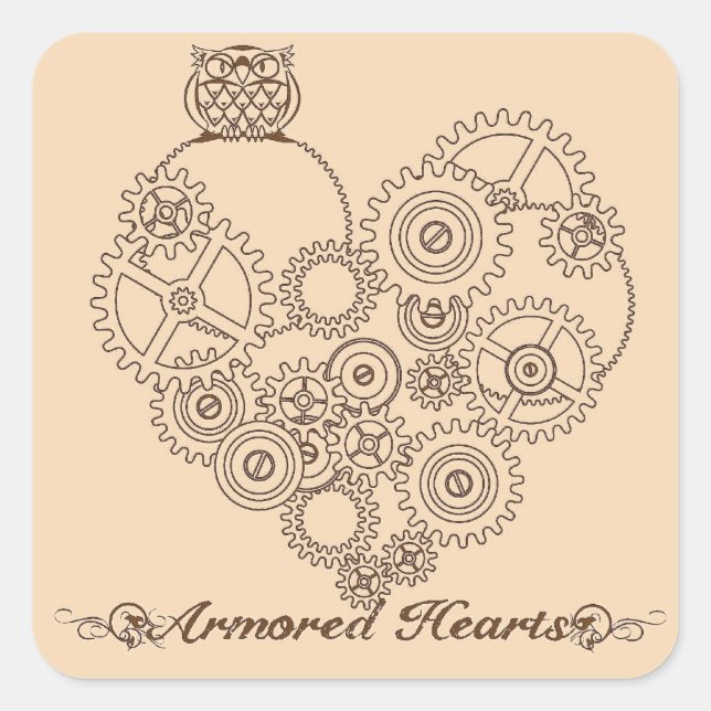 Armoured Hearts Steampunk Stickers (Front)