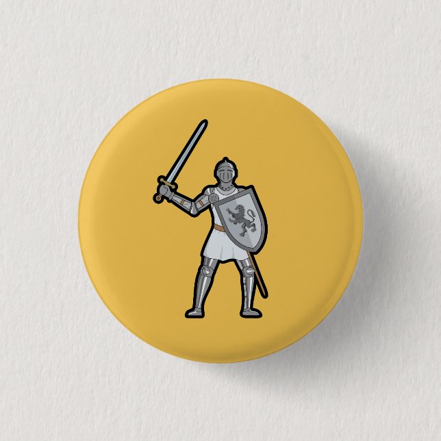 Armoured Mediaeval Knight Button (Front)