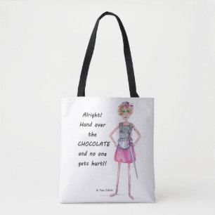 Armoured Red Watercolor Figure Demands Chocolate Tote Bag