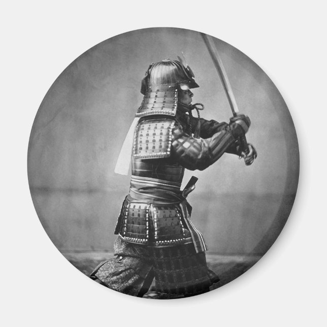 Armoured Samurai with Sword and Dagger in 1860 Magnet (Front)