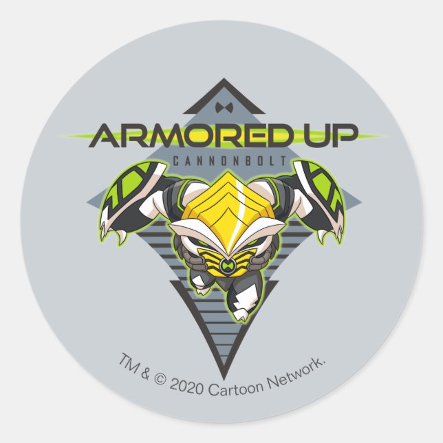 Armoured Up - Omni-Kix Cannonbolt Classic Round Sticker (Front)