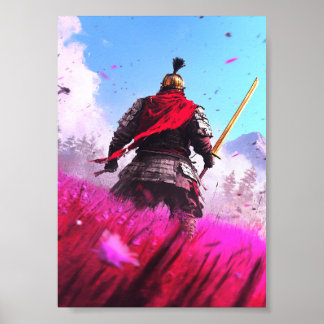 Armoured Warrior with Red Scarf Poster