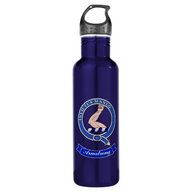 Armstrong Clan Badge Personalised 710 Ml Water Bottle (Front)