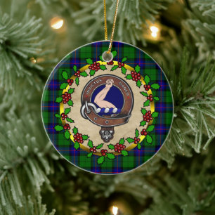 Armstrong Clan Badge & Tartan Personalised Xmas Ceramic Ornament