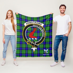 Armstrong Clan Badge Tartan Plaid Fleece Blanket