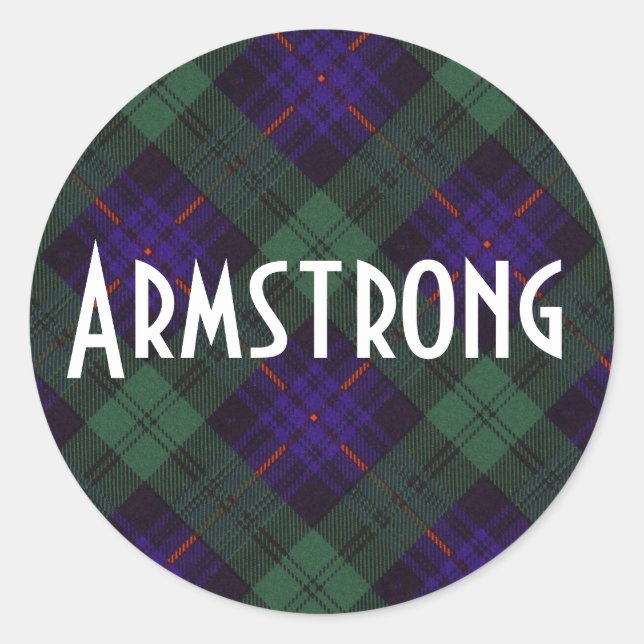 Armstrong clan Plaid Scottish tartan Classic Round Sticker (Front)