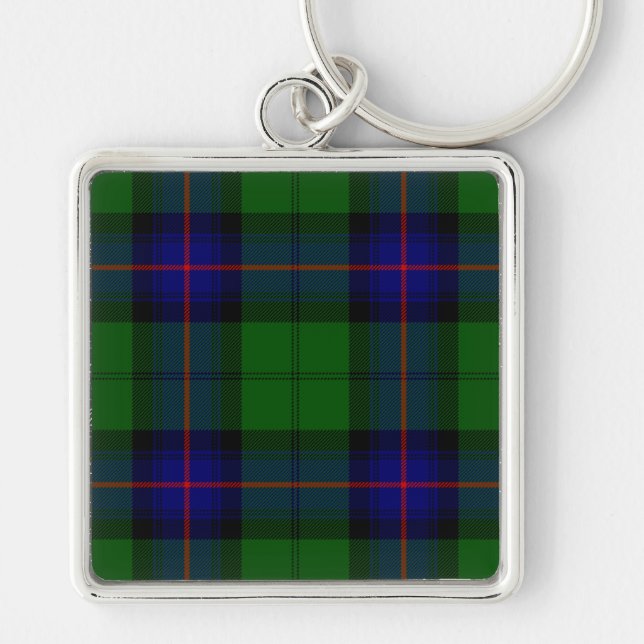 Armstrong clan tartan blue green plaid key ring (Front)