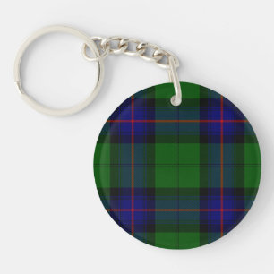 Armstrong clan tartan blue green plaid key ring
