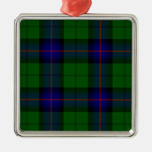 Armstrong clan tartan blue green plaid metal tree decoration