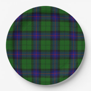 Armstrong clan tartan blue green plaid paper plate