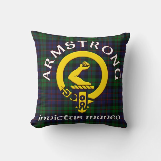 Armstrong Coat of Arms Invictus Maneo Cushion (Front)