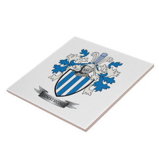 Armstrong Family Crest Coat of Arms Ceramic Tile