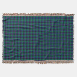 Armstrong Family Tartan Royal Blue and Green Plaid Throw Blanket