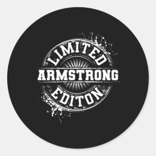 Armstrong Funny Surname Family Tree Birthday Reuni Classic Round Sticker