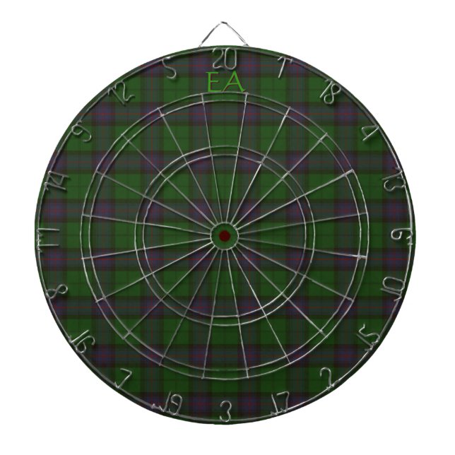 Armstrong Official Clan Tartan with your initials Dartboard (Front)