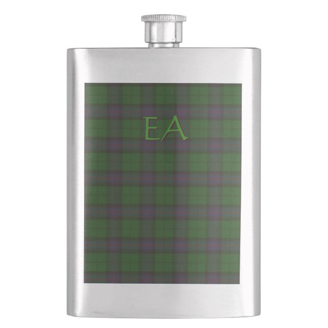 Armstrong Official Clan Tartan with your initials Hip Flask (Front)