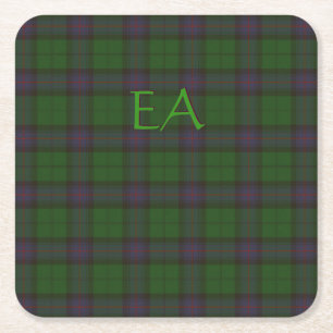 Armstrong Official Clan Tartan with your initials Square Paper Coaster