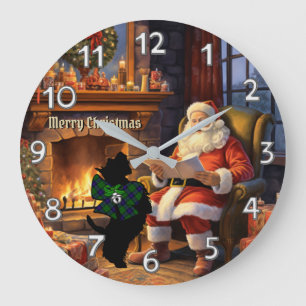 Armstrong Scottie Dog & Santa Personalised Xmas Large Clock