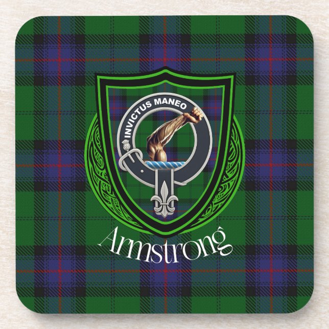Armstrong Scottish Clan Tartan & Crest Coaster (Front)