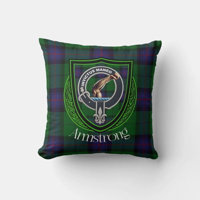 Armstrong Scottish Clan Tartan & Crest Cushion (Front)