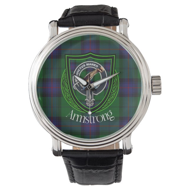 Armstrong Scottish Clan Tartan & Crest Watch (Front)