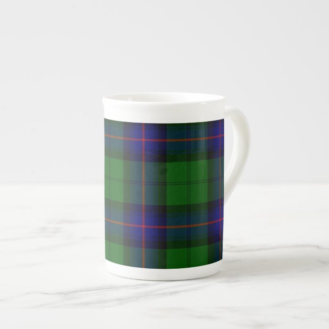 Armstrong tartan blue and green plaid bone china mug (Front Right)
