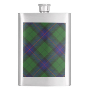 Armstrong tartan blue and green plaid hip flask