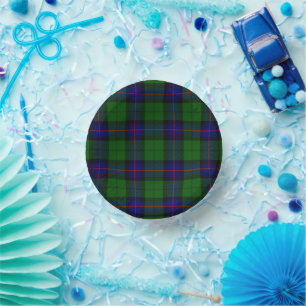 Armstrong tartan blue and green plaid paper plate
