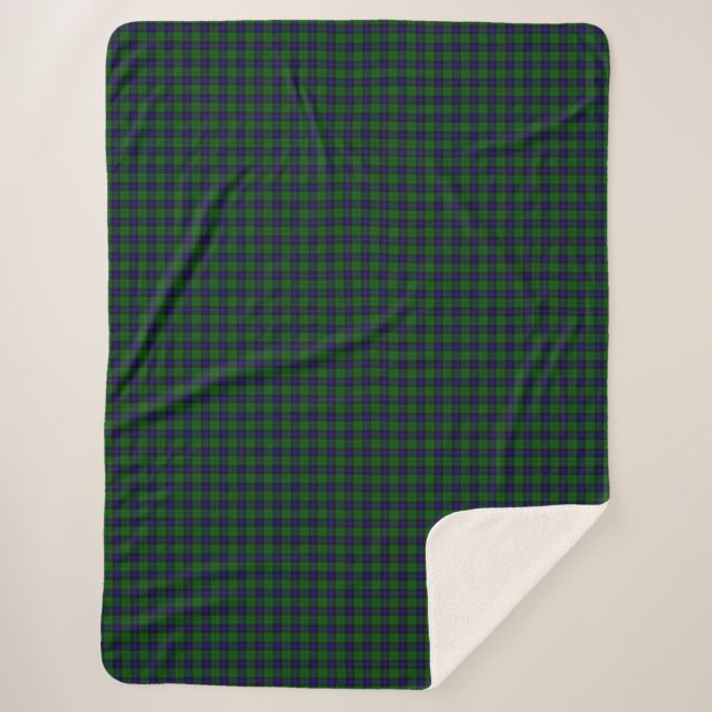 Armstrong tartan blue and green plaid sherpa blanket (Front)