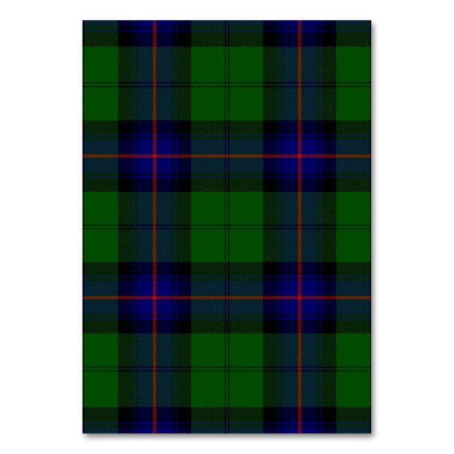 Armstrong tartan blue and green plaid table number (Front)