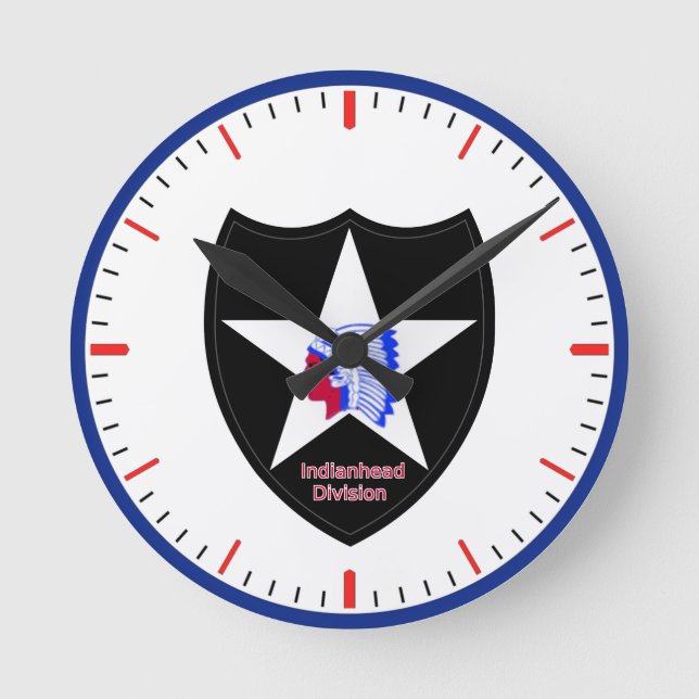 Army 2nd Infantry Division Round Clock (Front)