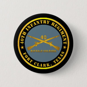 Army - 40th Infantry Regiment - Buffalo Soldiers - 6 Cm Round Badge