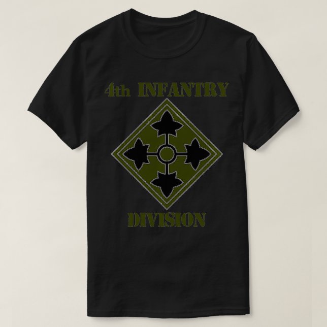 Army 4th Infantry Division Subdued Unit Patch Grun T-Shirt (Design Front)