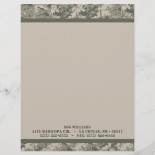 ARMY ACU Camoflauge Digital Letterhead Stationery