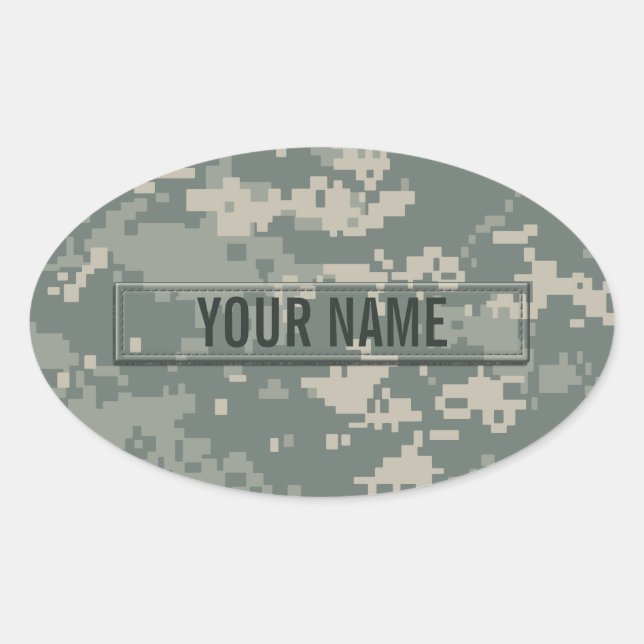 Army ACU Camouflage Customisable Oval Sticker (Front)
