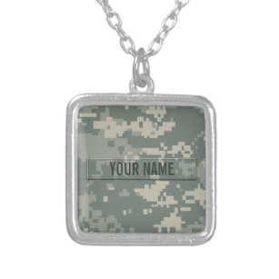 Army ACU Camouflage Customisable Silver Plated Necklace
