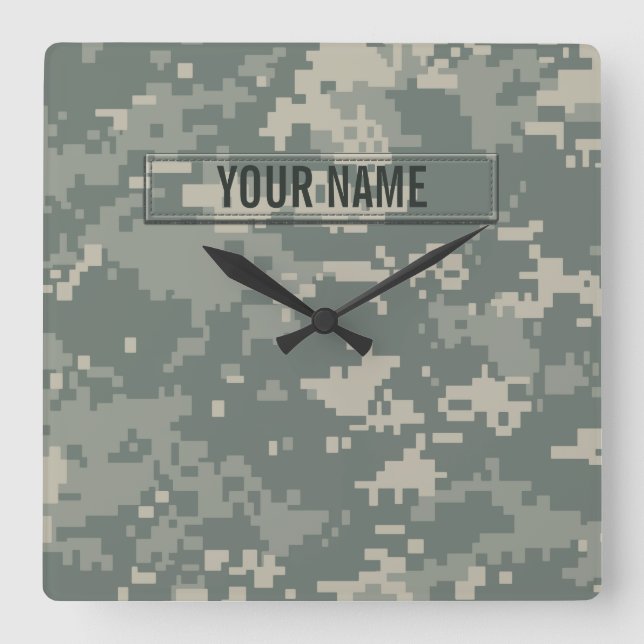 Army ACU Camouflage Customisable Square Wall Clock (Front)