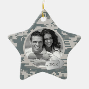 Army ACUs and Dog Tags Ceramic Ornament