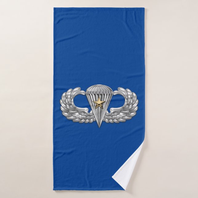 Army Airborne Basic Parachutist with Combat Star Bath Towel (Bath Towel)