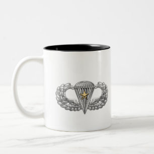 Army Airborne Basic Parachutist with Combat Star Two-Tone Coffee Mug