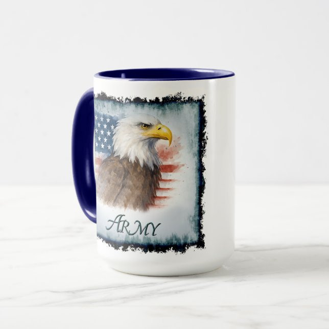 Army American Flag & Eagle Mug (Front Left)